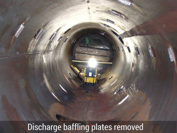 discharge baffling plates removed